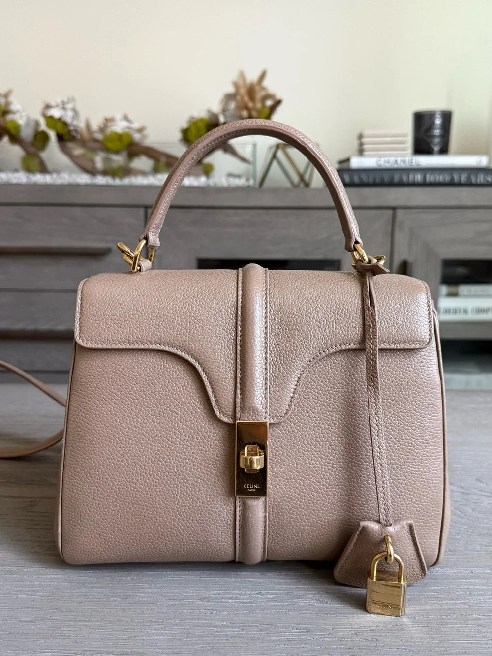 Celine - Taupe Leather Top-Handle Bag